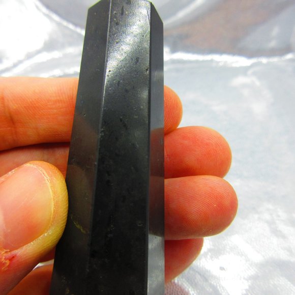 Black Tourmaline Polished Tower Generator Crystal Meditation Tool - Picture 4 of 6